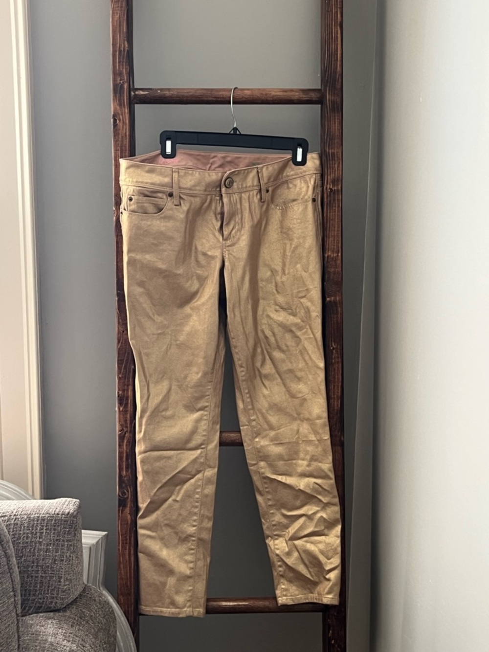 Lilly Pulitzer worth skinny mini gold coated jeans - size 10